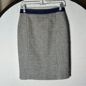 Boden Navy/White Plaid Pencil Skirt - Size 4R